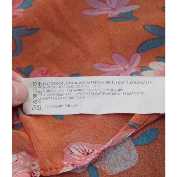 Zuiki Shirt Women's Small Sheer Floral Chiffon Colorful Phoebe Buffay 1990s Boho - Picture 8 of 8